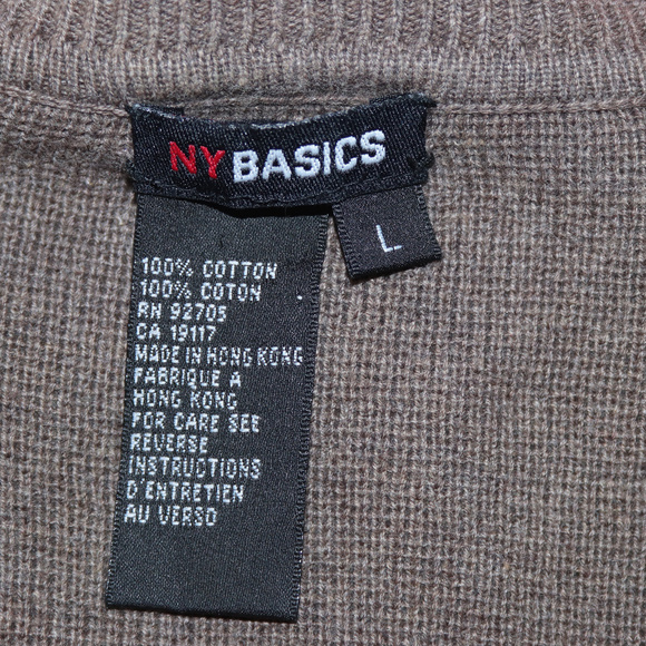 NY Basics V-Neck Sweater Striped Sides Sleeves - Picture 2 of 8